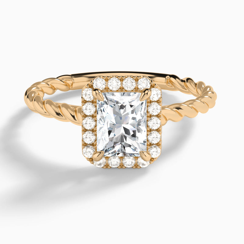 Radiant Halo Cabled Lab Grown Diamond Engagement Ring In 14K Rose Gold - Lucenjuri