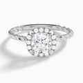 Cushion Halo Cabled Lab Grown Diamond Engagement Ring In 18K White Gold - Lucenjuri