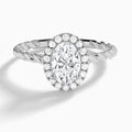 Oval Halo Cabled Lab Grown Diamond Engagement Ring In 18K White Gold - Lucenjuri