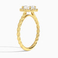Oval Halo Cabled Lab Grown Diamond Engagement Ring In 14K Yellow Gold, Angle View