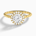 Round Halo Cabled Lab Grown Diamond Engagement Ring In 18K Yellow Gold - Lucenjuri