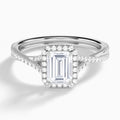 Emerald Luxe Halo And Twisted Shank Lab Diamond Engagement Ring In Platinum - Lucenjuri
