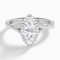 Marquise Luxe Halo And Twisted Shank Lab Diamond Engagement Ring In Platinum - Lucenjuri