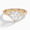 Heart Luxe Halo And Twisted Shank Lab Diamond Engagement Ring In 14K Rose Gold - Lucenjuri
