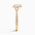 Heart Luxe Halo And Twisted Shank Lab Diamond Engagement Ring In 14K Rose Gold, Side View