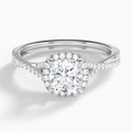 Cushion Luxe Halo And Twisted Shank Lab Diamond Engagement Ring In 14K White Gold - Lucenjuri