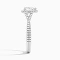 Heart Luxe Halo And Twisted Shank Lab Diamond Engagement Ring In 18K White Gold, Side View