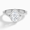 Pear Luxe Halo And Twisted Shank Lab Diamond Engagement Ring In 14K White Gold - Lucenjuri