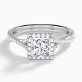 Princess Luxe Halo And Twisted Shank Lab Diamond Engagement Ring In 18K White Gold - Lucenjuri