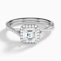 Asscher Halo Twisted Shank Lab Diamond Engagement Ring In Platinum - Lucenjuri