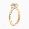 Heart Halo Twisted Shank Lab Diamond Engagement Ring In 14K Rose Gold, Angle View