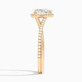 Heart Halo Twisted Shank Lab Diamond Engagement Ring In 14K Rose Gold, Side View