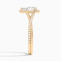 Pear Halo Twisted Shank Lab Diamond Engagement Ring In 14K Rose Gold, Side View