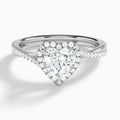 Heart Halo Twisted Shank Lab Diamond Engagement Ring In 14K White Gold - Lucenjuri