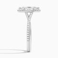 Marquise Halo Twisted Shank Lab Diamond Engagement Ring In 14K White Gold, Side View