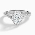 Oval Halo Twisted Shank Lab Diamond Engagement Ring In 14K White Gold - Lucenjuri