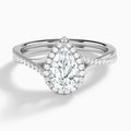 Pear Halo Twisted Shank Lab Diamond Engagement Ring In 14K White Gold - Lucenjuri