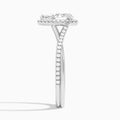 Pear Halo Twisted Shank Lab Diamond Engagement Ring In 14K White Gold, Side View