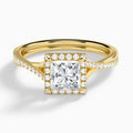 Princess Halo Twisted Shank Lab Diamond Engagement Ring In 14K Yellow Gold - Lucenjuri