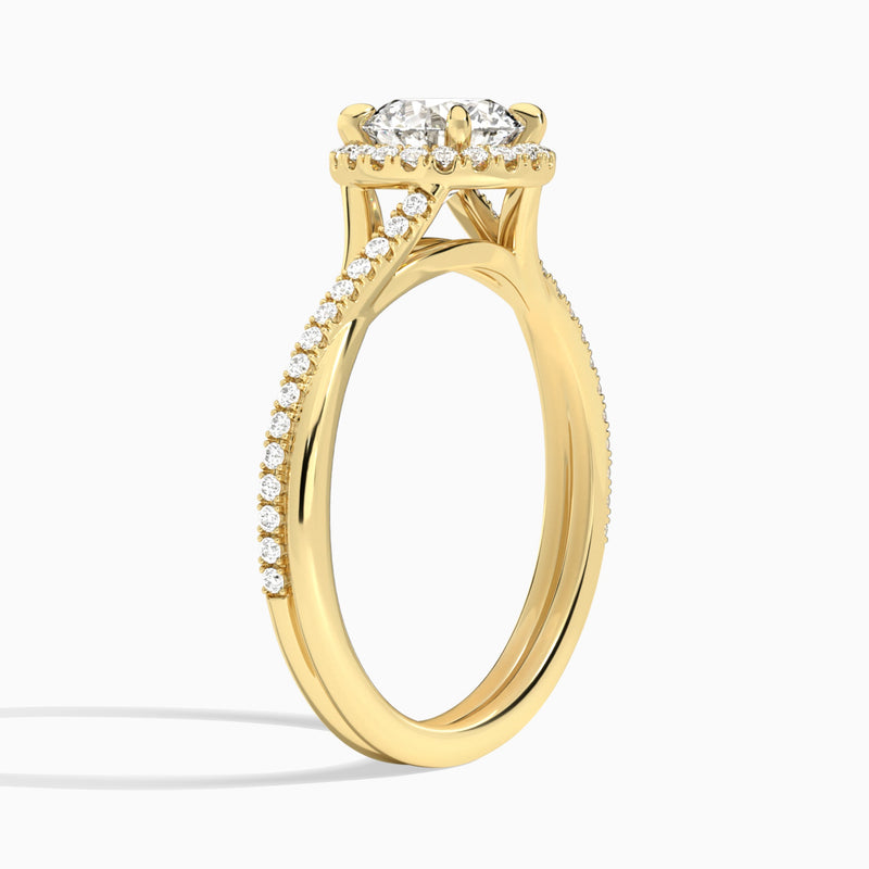 Genevieve Halo Twisted Shank Diamond Engagement ring