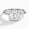 Asscher Floral Halo Lab Grown Diamond Engagement Ring In Platinum - Lucenjuri