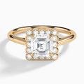 Asscher Floral Halo Lab Grown Diamond Engagement Ring In 14K Rose Gold - Lucenjuri