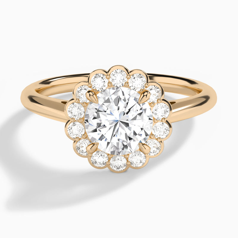Floral Halo Diamond Engagement Ring