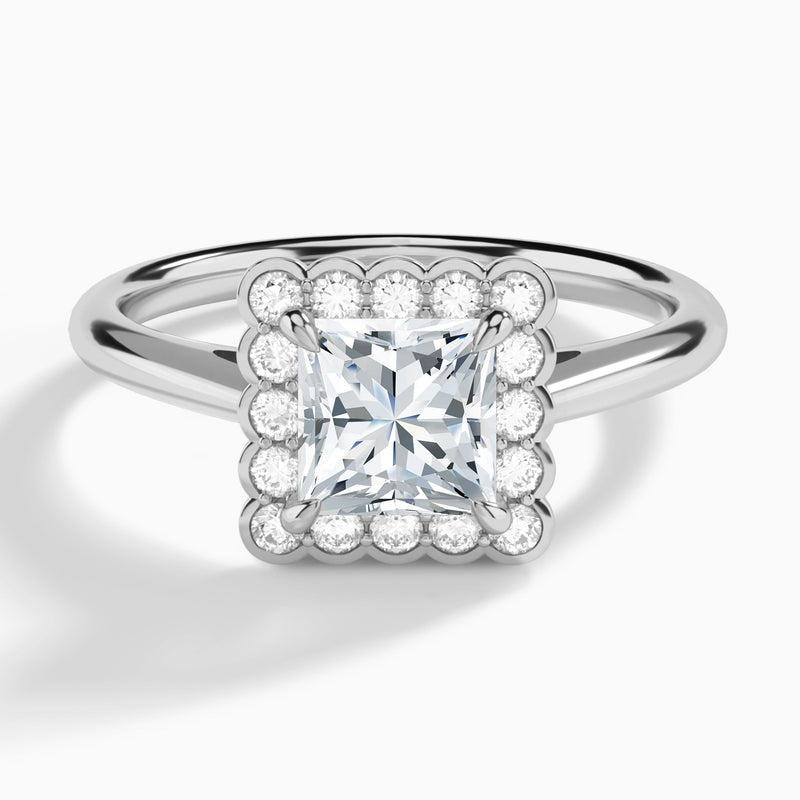 Floral Halo Diamond Engagement Ring