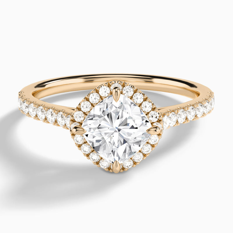 Cushion Amara Kite Set Halo Engagement Ring In 14K Rose Gold - Lucenjuri