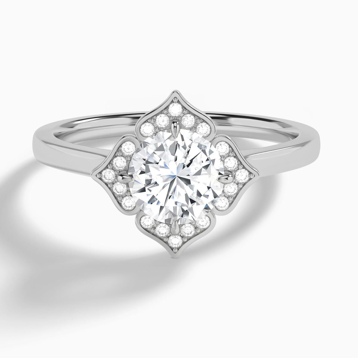 Round Compass Halo Lab Grown Diamond Engagement Ring In Platinum - Lucenjuri