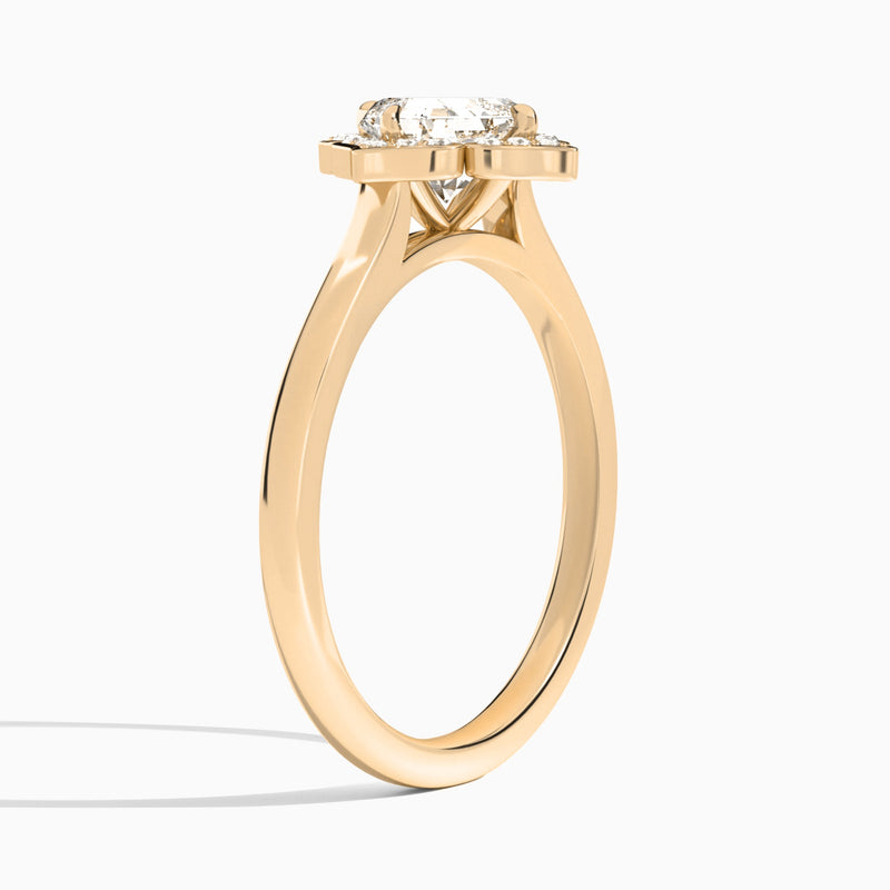Asscher Compass Halo Lab Grown Diamond Engagement Ring In 14K Rose Gold, Angle View