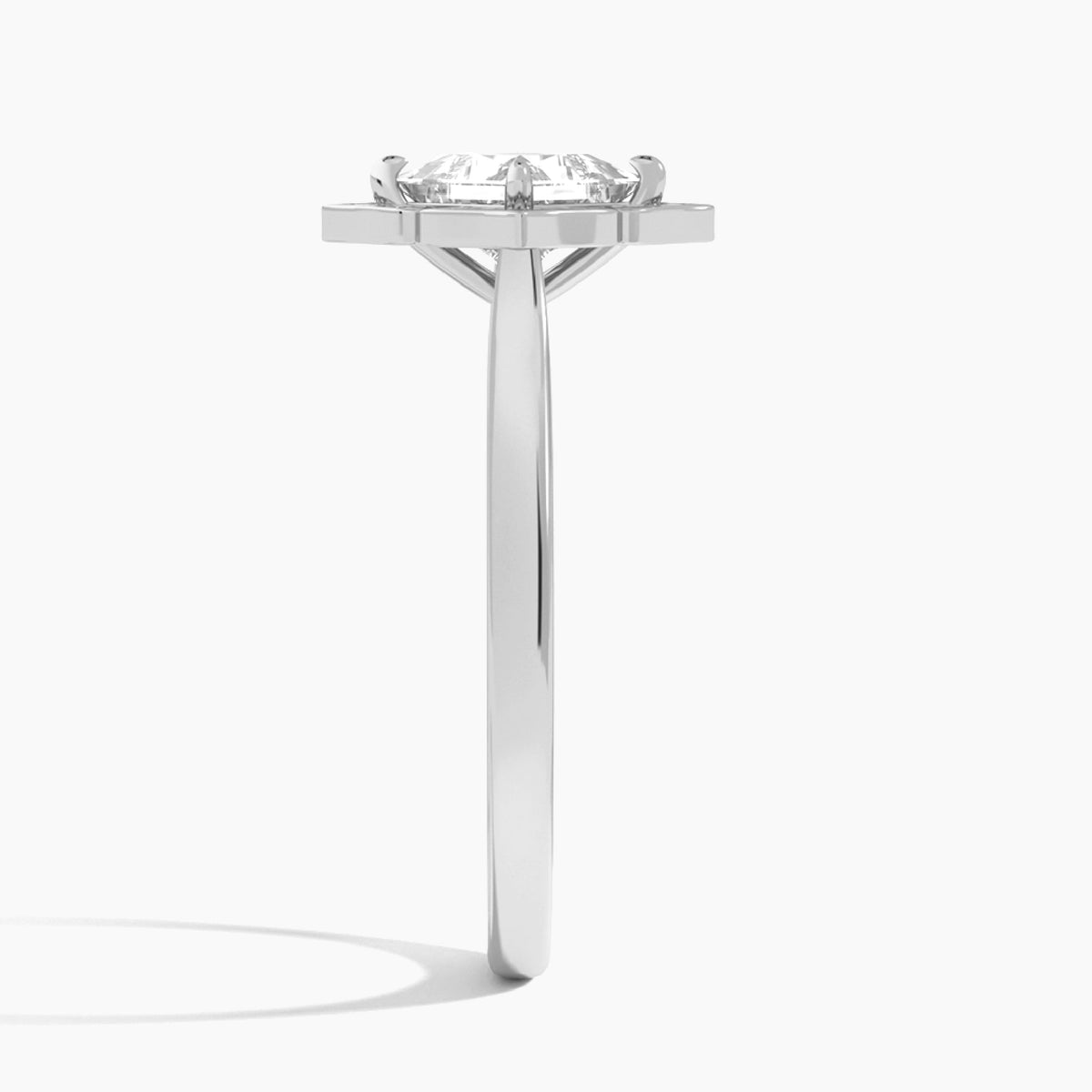 Princess Compass Halo Lab Grown Diamond Engagement Ring In 18K White Gold, Side View