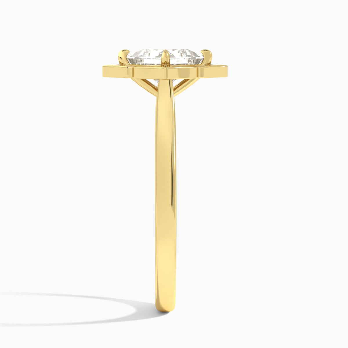 Princess Compass Halo Lab Grown Diamond Engagement Ring In 14K Yellow Gold, Side View