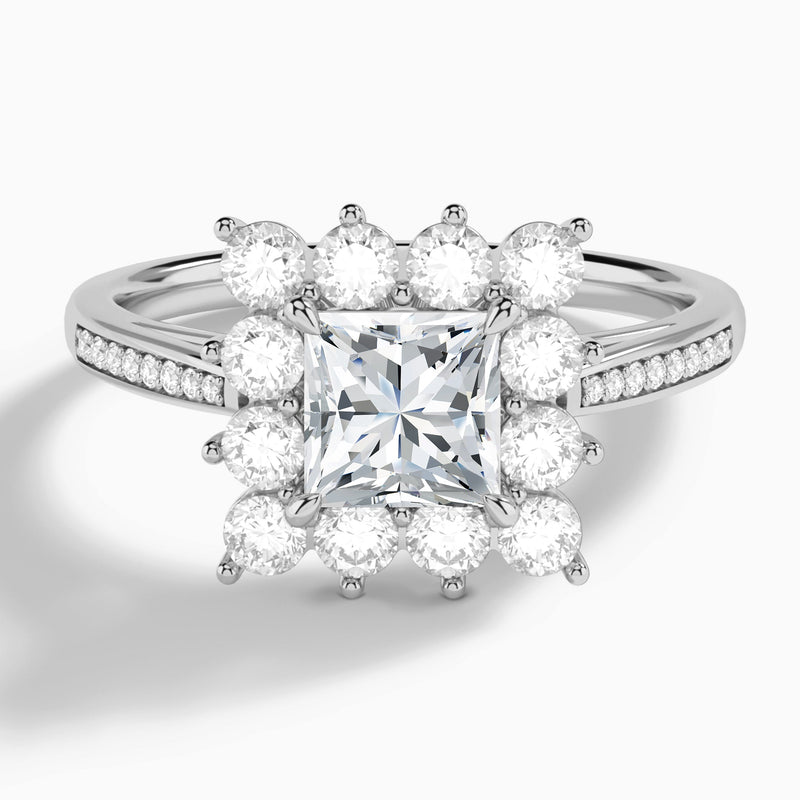Princess Celestia Halo Engagement Diamond Ring In Platinum - Lucenjuri