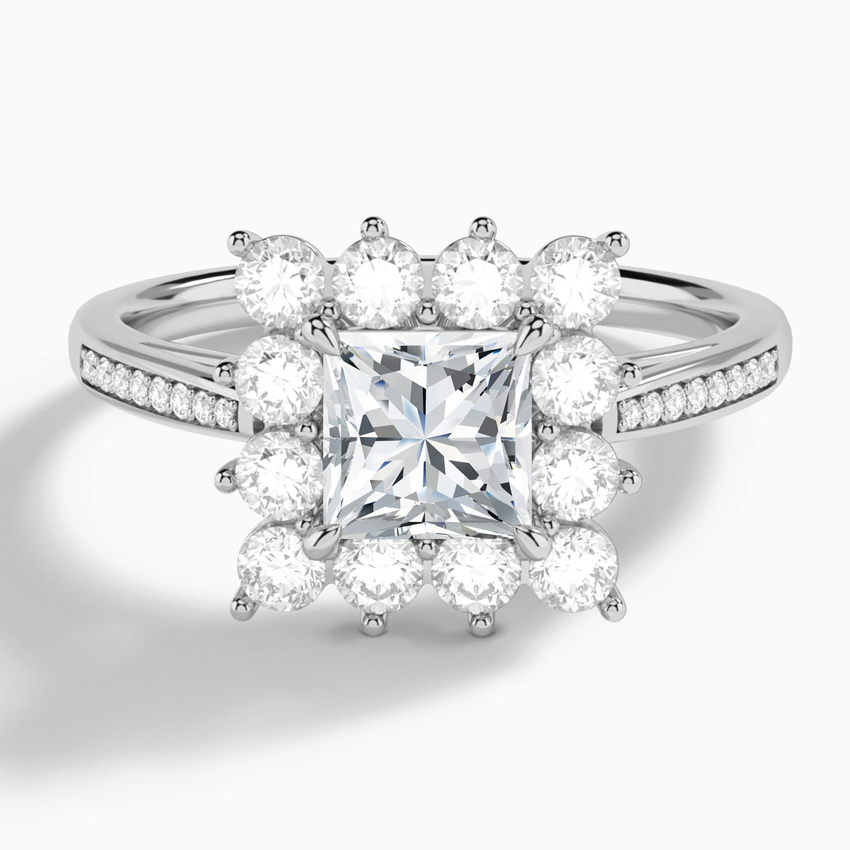 Princess Celestia Halo Engagement Diamond Ring In Platinum - Lucenjuri