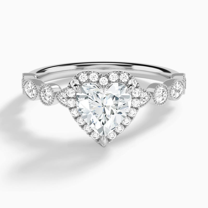 Heart Honoria Halo Lab Grown Diamond Engagement Ring In Platinum - Lucenjuri