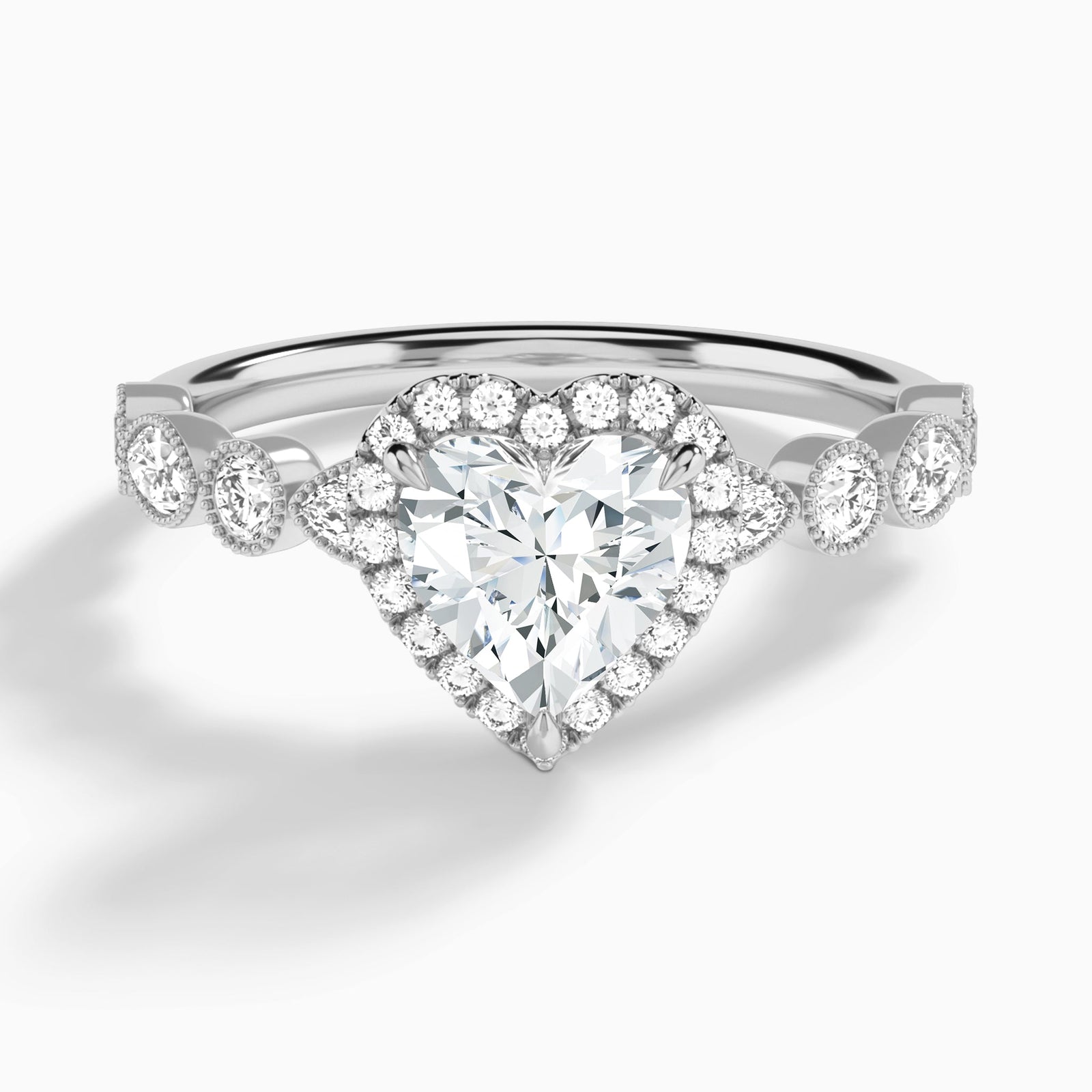 Heart Honoria Halo Lab Grown Diamond Engagement Ring In Platinum - Lucenjuri
