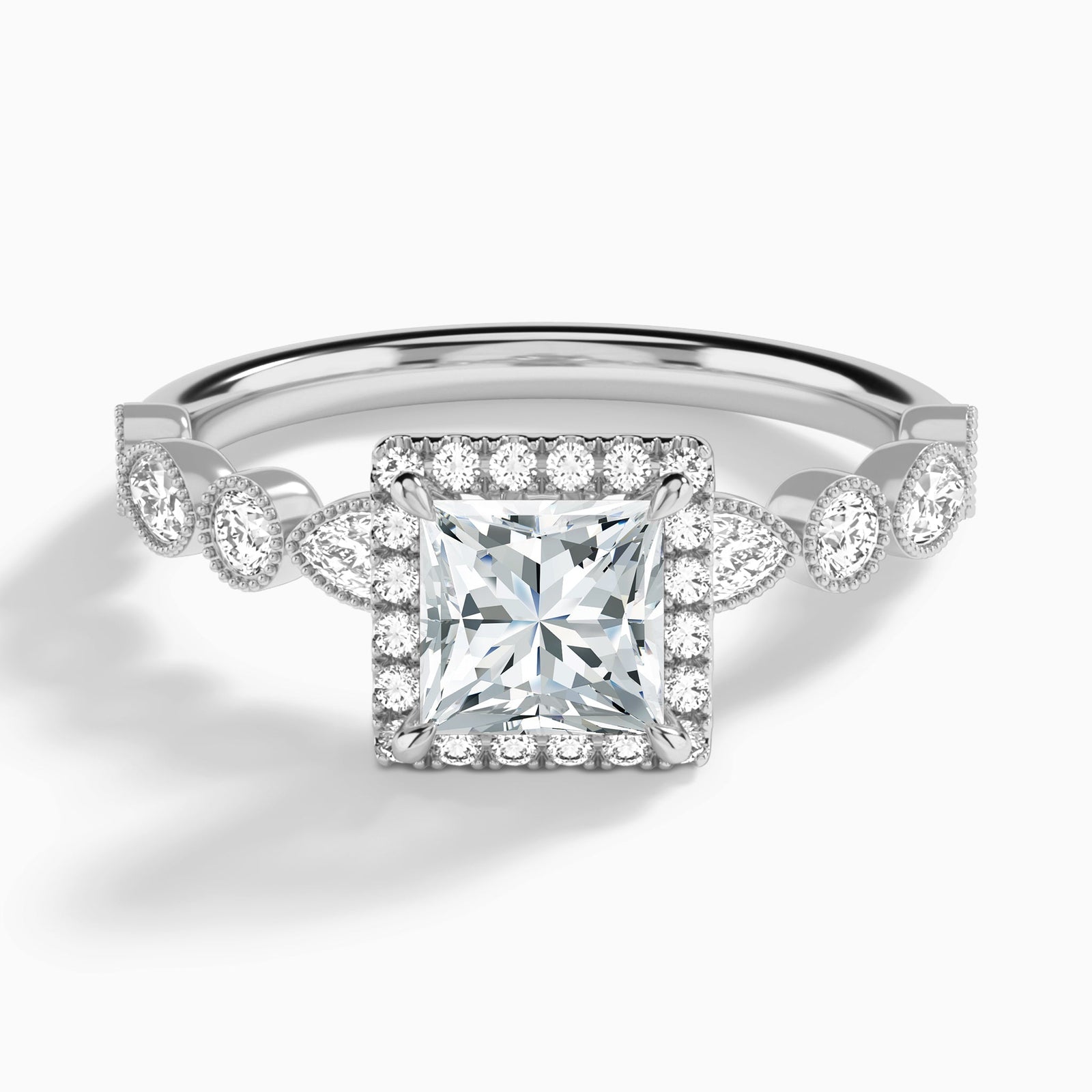 Princess Honoria Halo Lab Grown Diamond Engagement Ring In Platinum - Lucenjuri