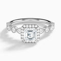 Asscher Honoria Halo Lab Grown Diamond Engagement Ring In 18K White Gold - Lucenjuri