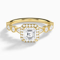 Asscher Honoria Halo Lab Grown Diamond Engagement Ring In 14K Yellow Gold - Lucenjuri