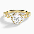 Round Honoria Halo Lab Grown Diamond Engagement Ring In 18K Yellow Gold - Lucenjuri