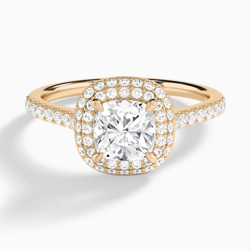 Cushion Evermore Lab Grown Diamond Engagement Ring In 14K Rose Gold - Lucenjuri
