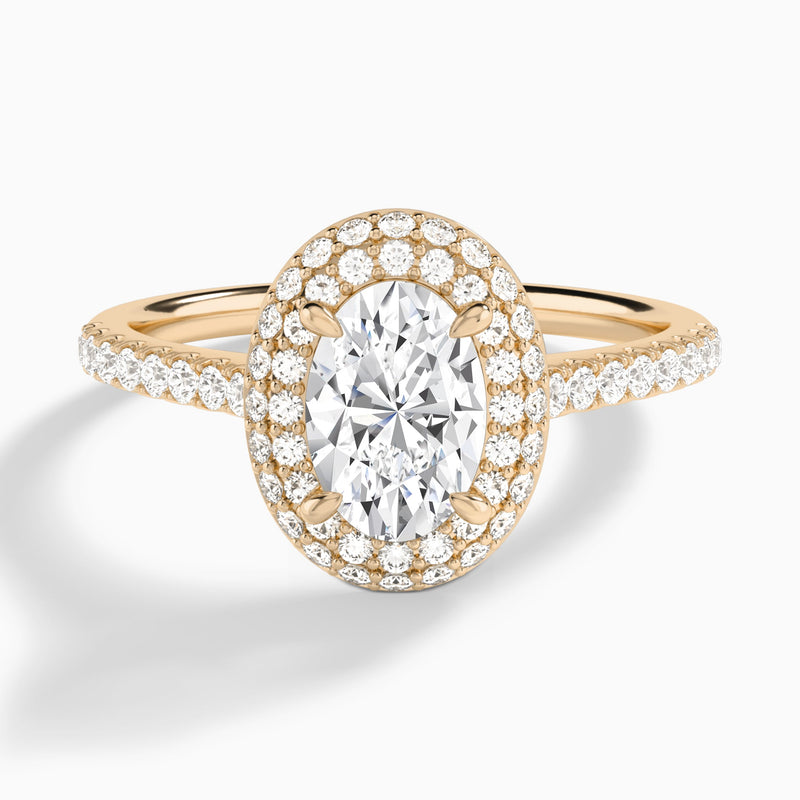 Oval Evermore Lab Grown Diamond Engagement Ring In 14K Rose Gold - Lucenjuri