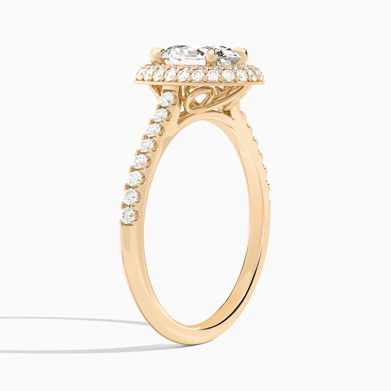 Oval Evermore Lab Grown Diamond Engagement Ring In 14K Rose Gold, Angle View