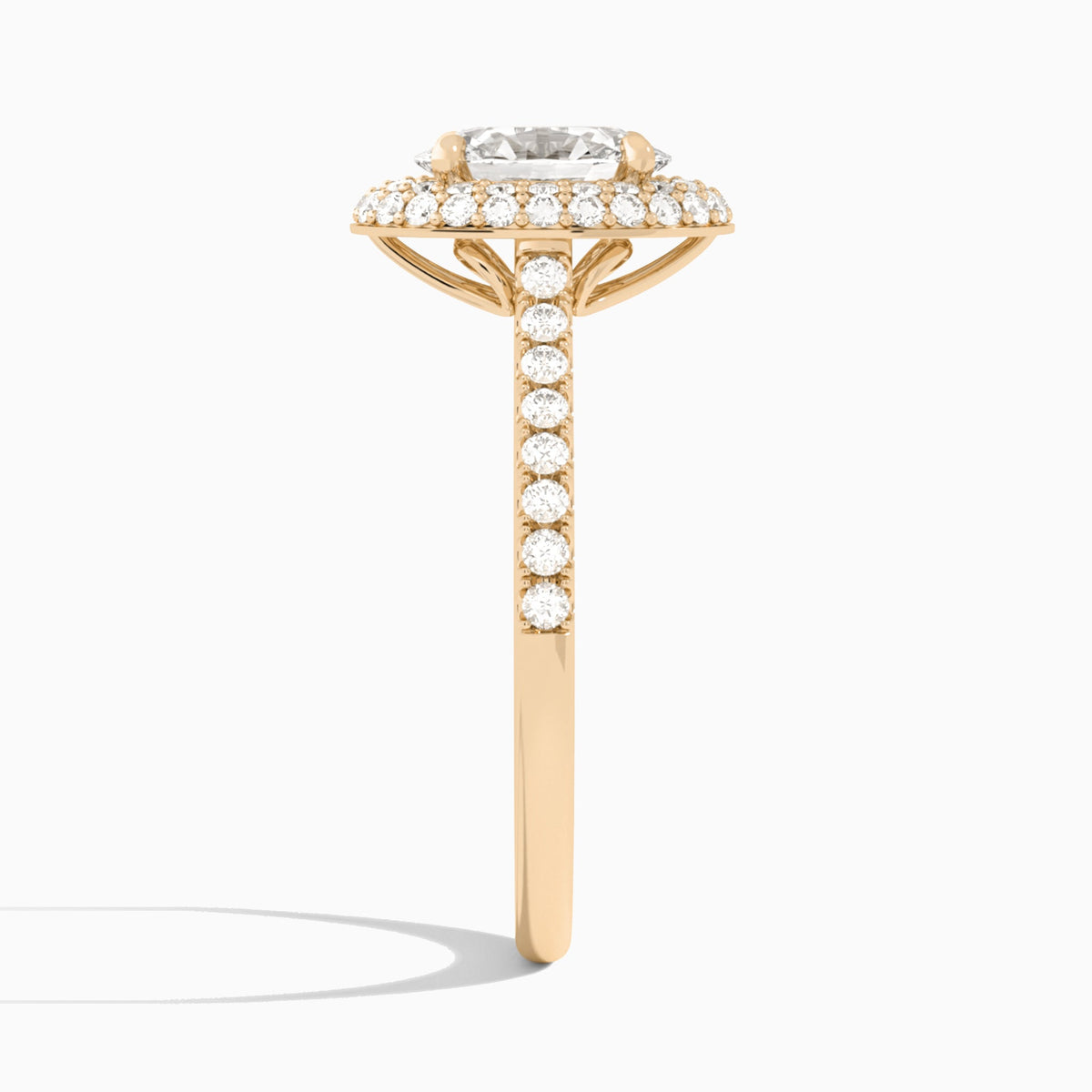 Oval Evermore Lab Grown Diamond Engagement Ring In 14K Rose Gold, Side View