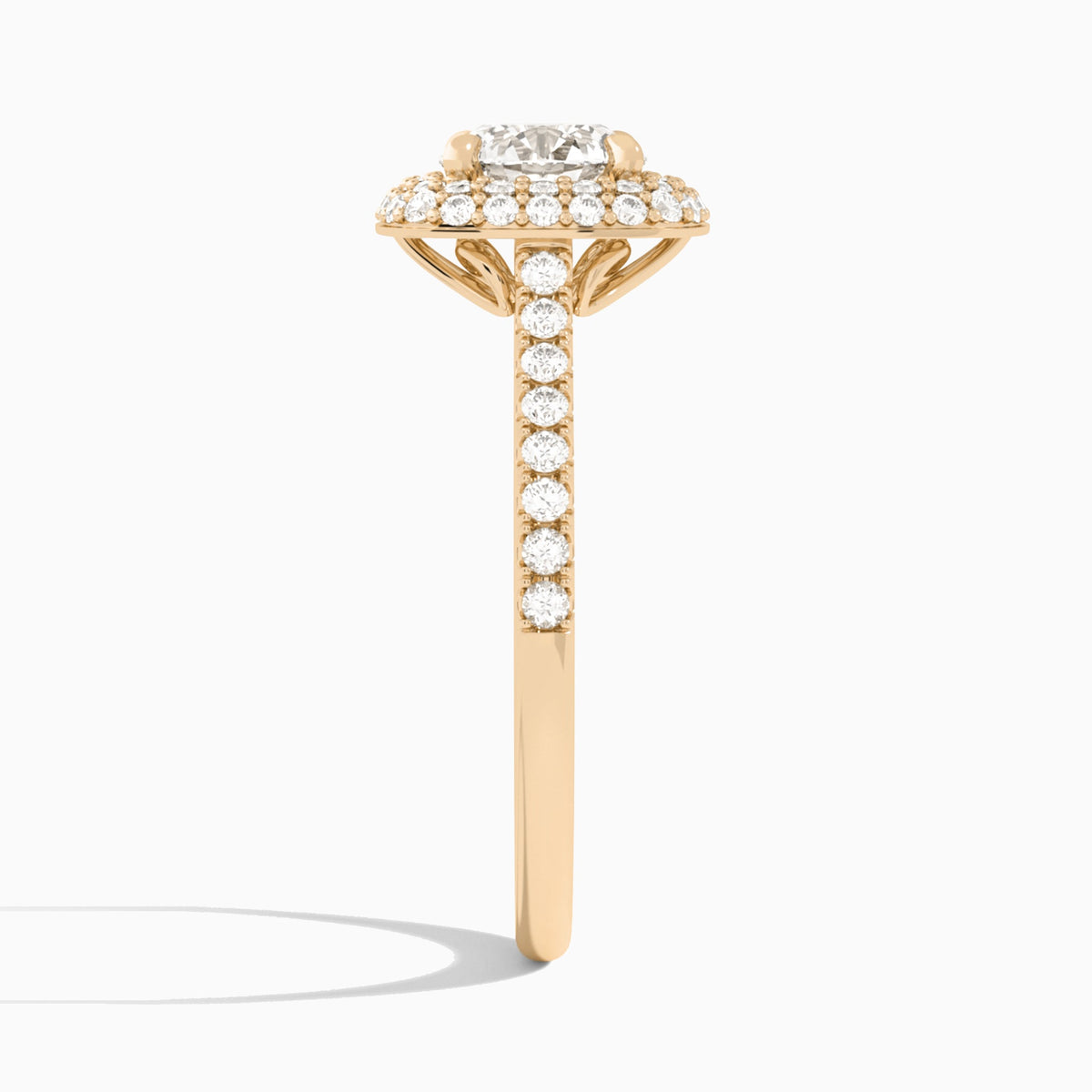 Round Evermore Lab Grown Diamond Engagement Ring In 14K Rose Gold, Side View
