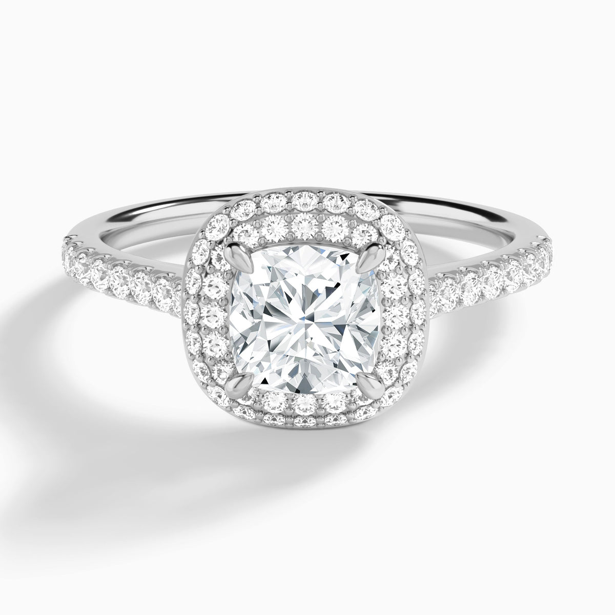 Cushion Evermore Lab Grown Diamond Engagement Ring In 14K White Gold - Lucenjuri