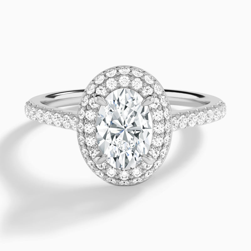 Oval Evermore Lab Grown Diamond Engagement Ring In 18K White Gold - Lucenjuri