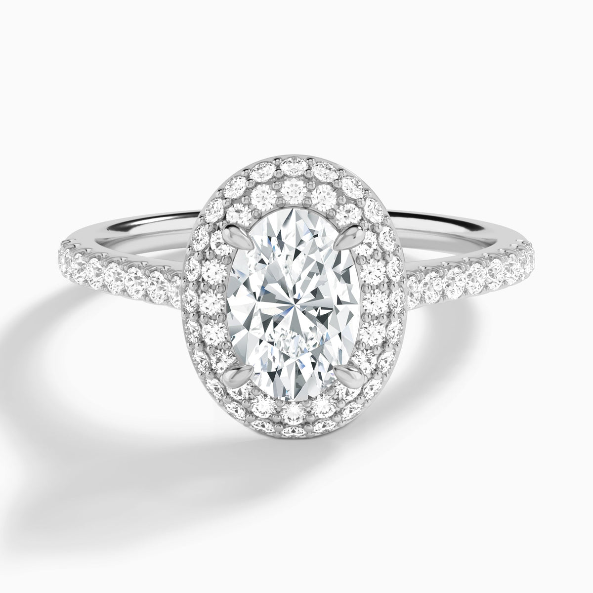 Oval Evermore Lab Grown Diamond Engagement Ring In 14K White Gold - Lucenjuri