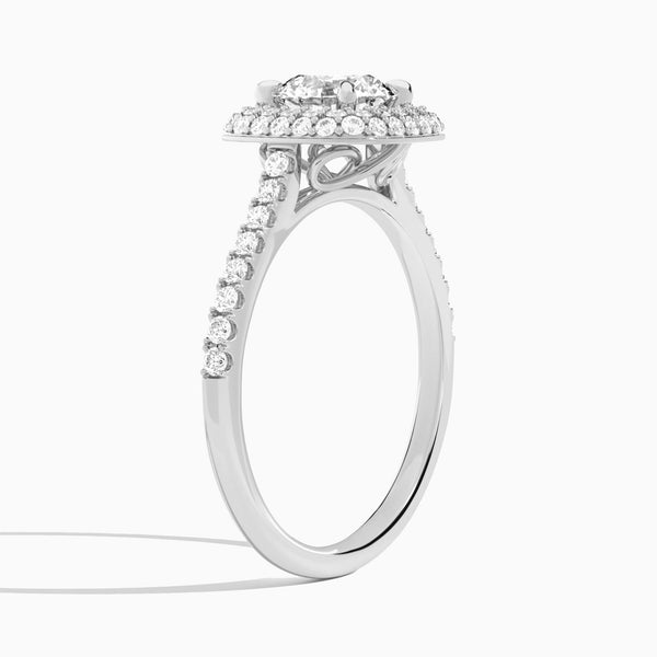 Round Evermore Lab Grown Diamond Engagement Ring In 14K White Gold, Angle View